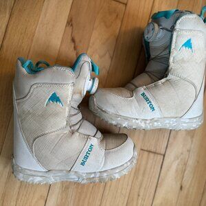Blue White Burton Grom Boa Snowboarding Boots Size 2 Kids